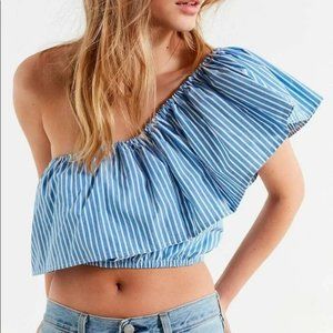 NWT Urban Renewal Striped Ruffle Crop Top.  SZ M